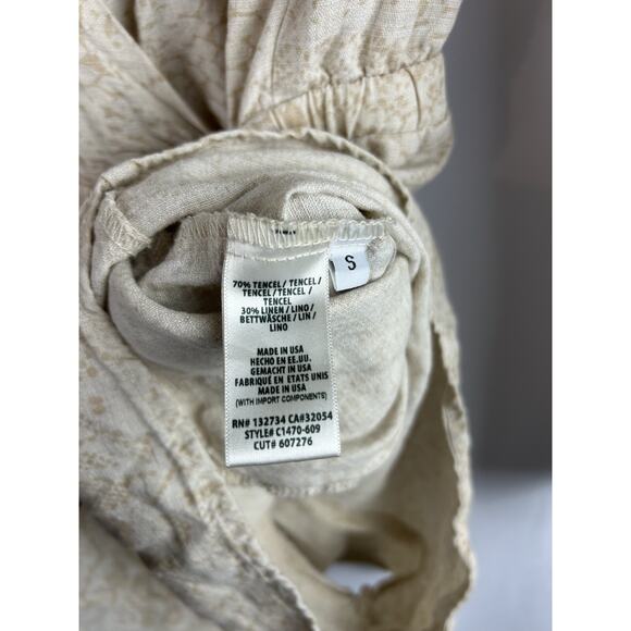 CLOTH & STONE Anthro Romper Women's Size Small Beige Snakeskin Linen Blend Soft - Picture 7 of 7
